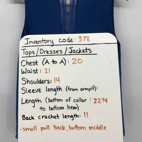 Lost April Cobalt Blue Lace trim  V-neck Chiffon Sleeveless Blouse LG - Picture 12 of 13